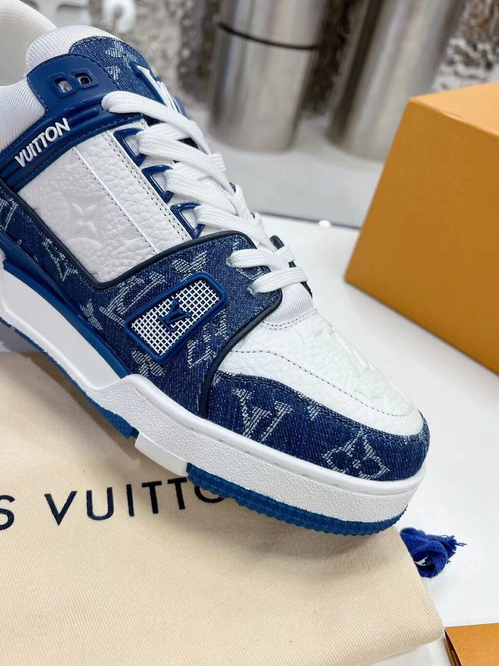 LV Trainer Monogram Denim White Blue