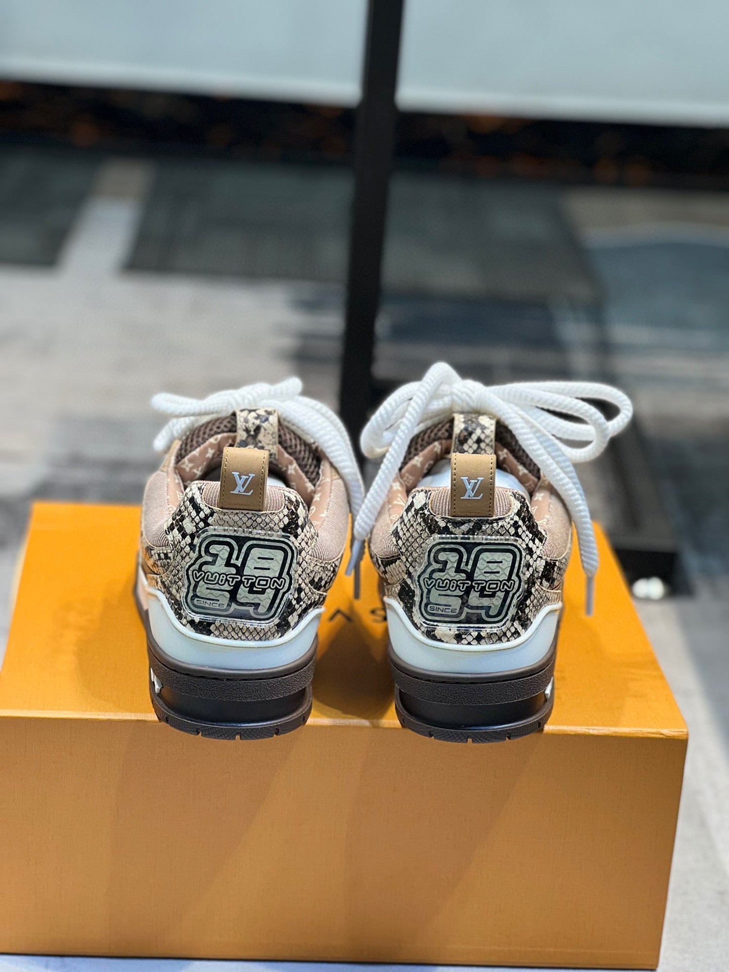 LV Skate Sneaker Brown Snakeskin