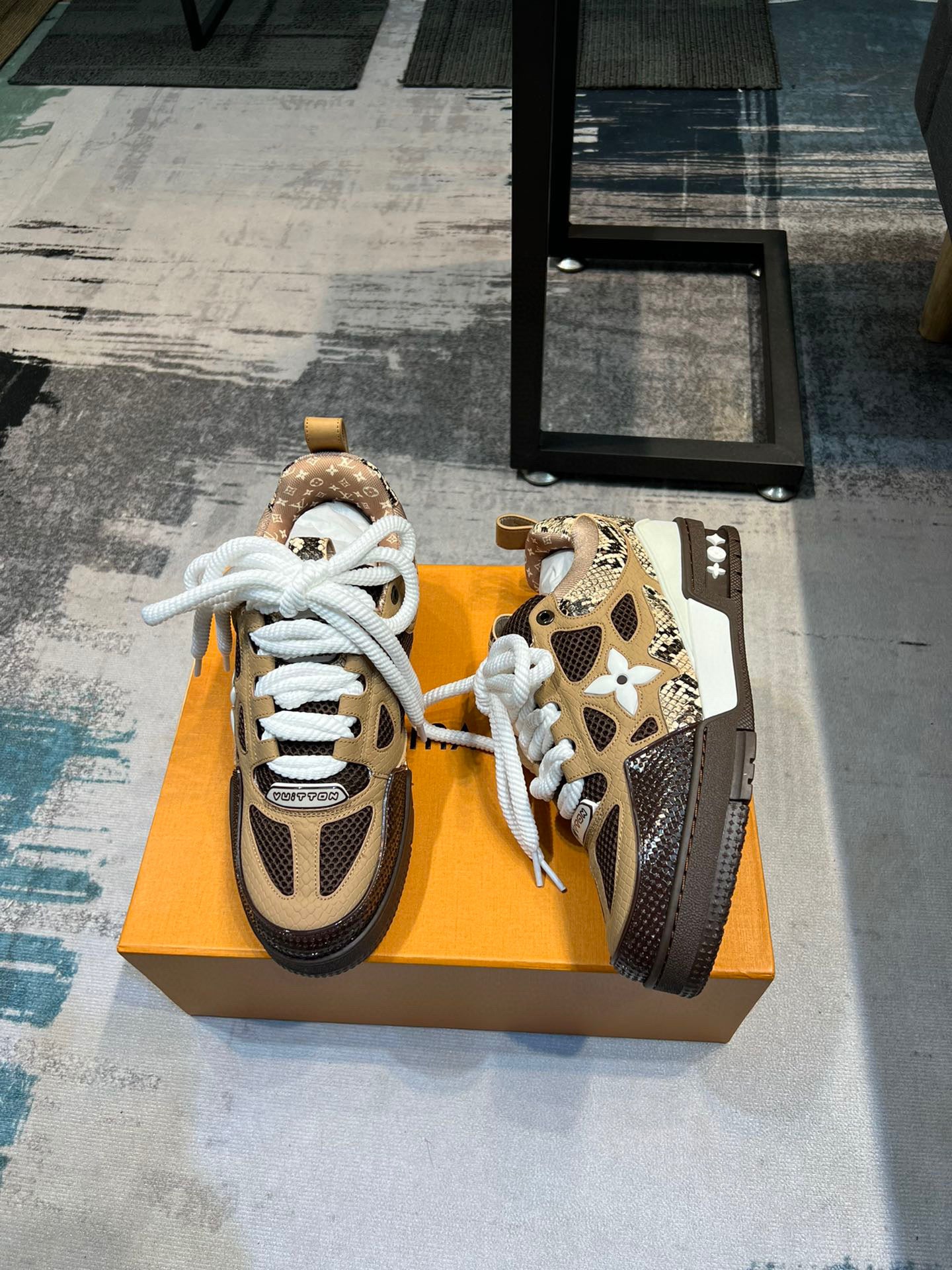 LV Skate Sneaker Brown Snakeskin