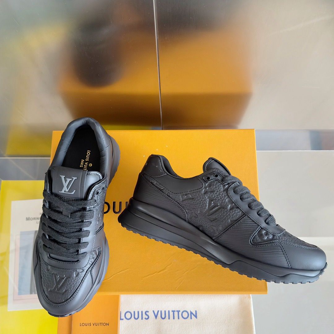 LV Monogram Leather Sneakers Black