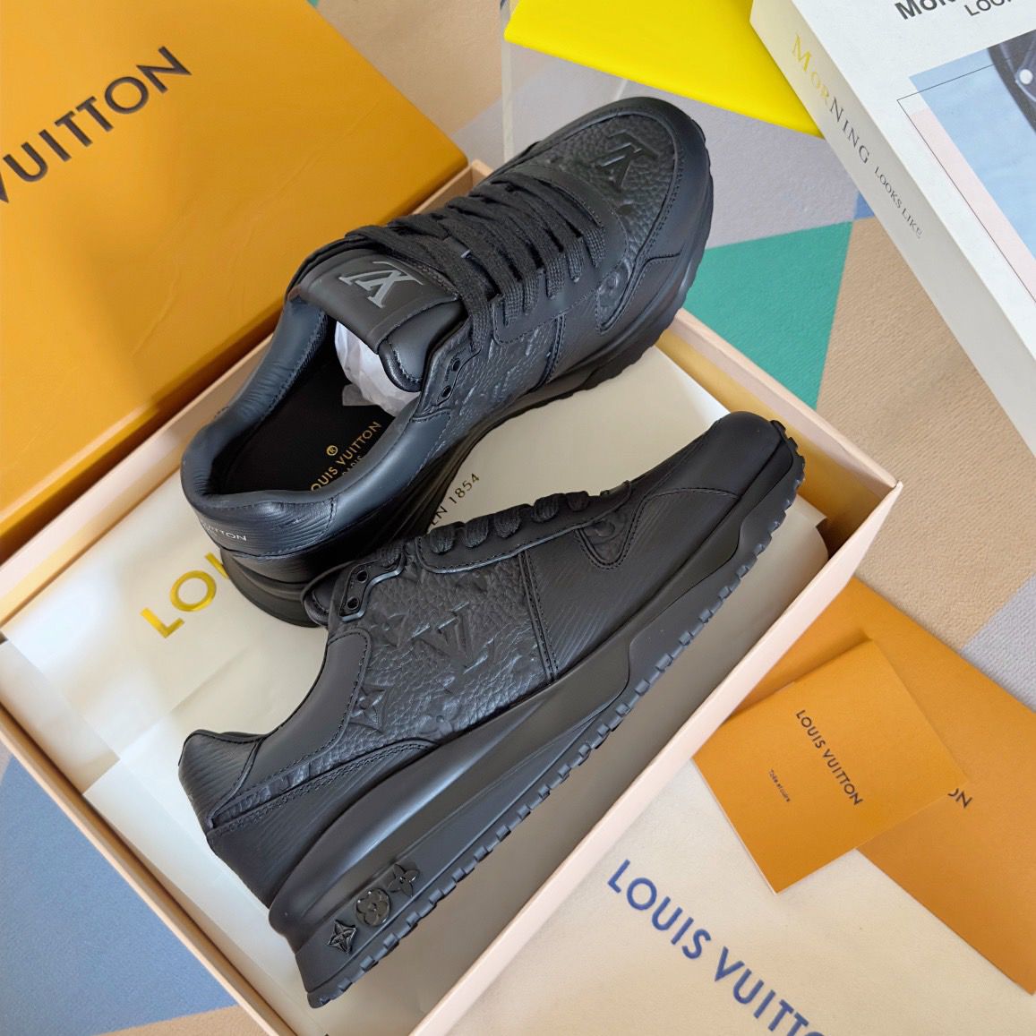 LV Monogram Leather Sneakers Black