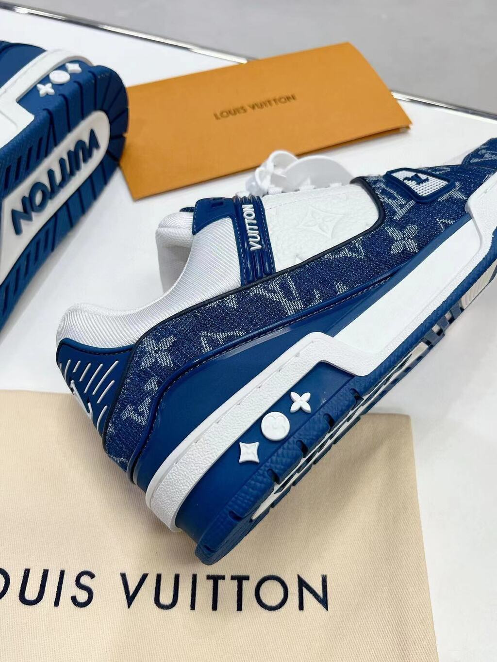 LV Trainer Monogram Denim White Blue
