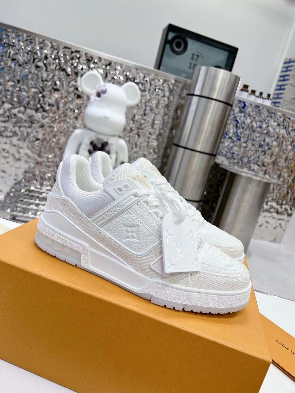 LV Trainer Denim White