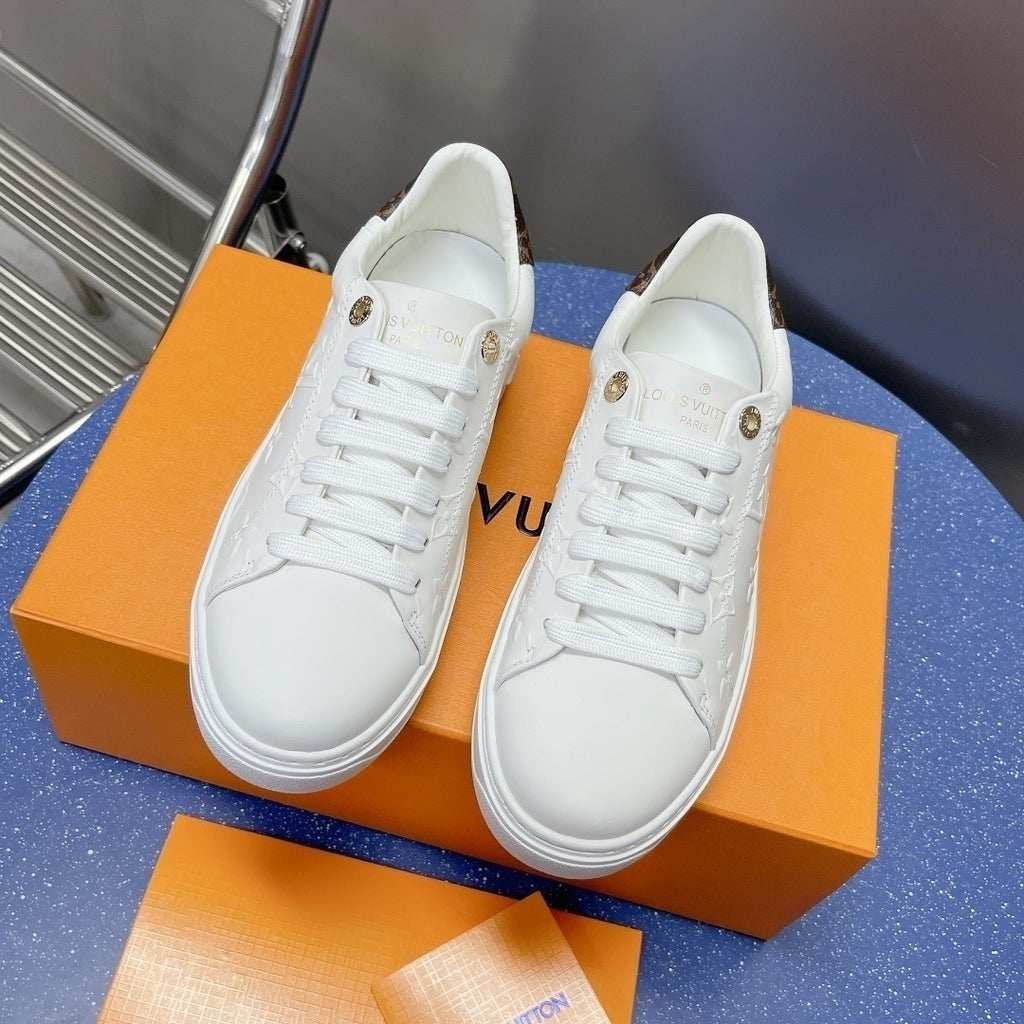LV Time Out Debossed LV Monogram Leather White