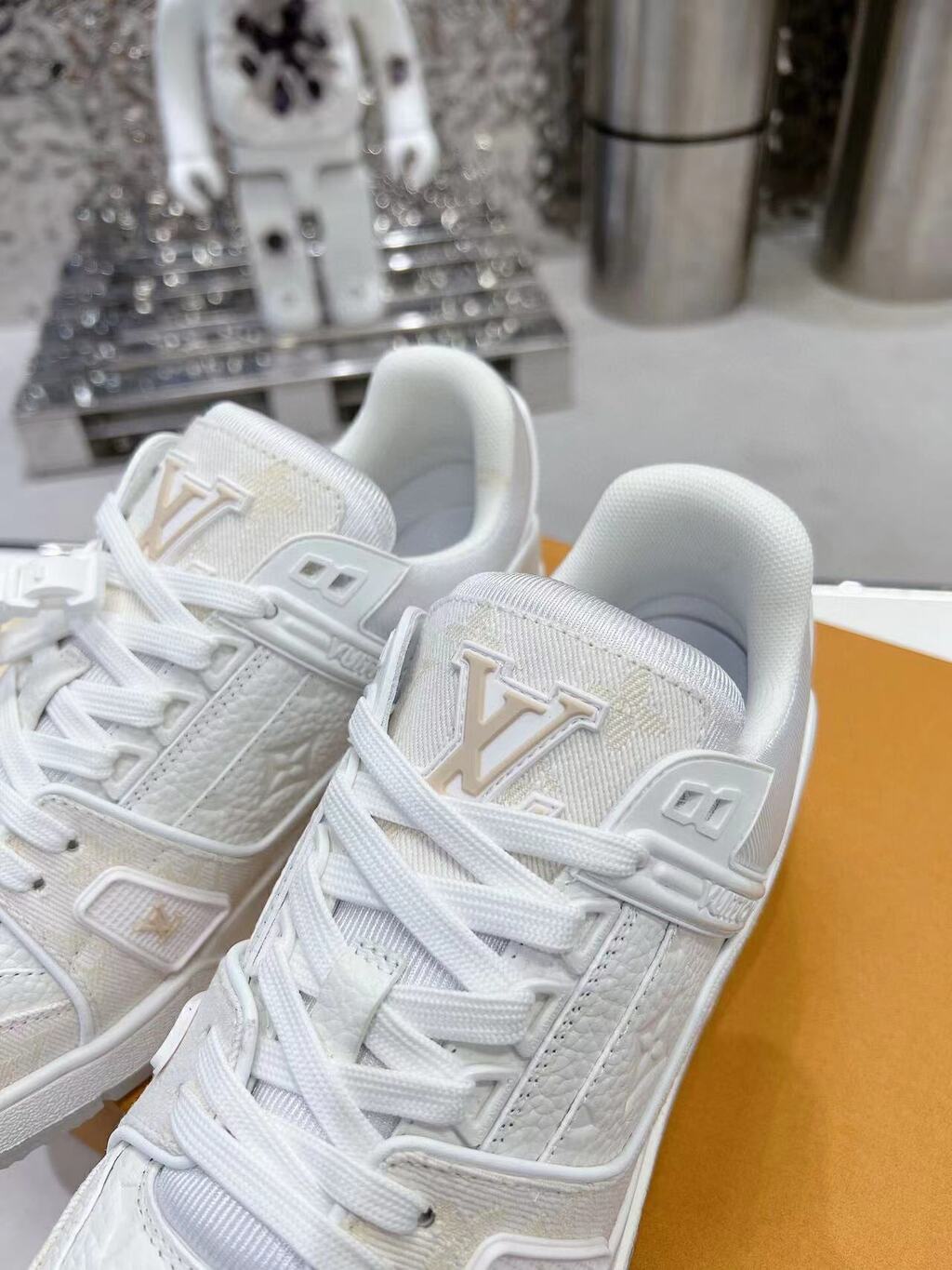 LV Trainer Denim White