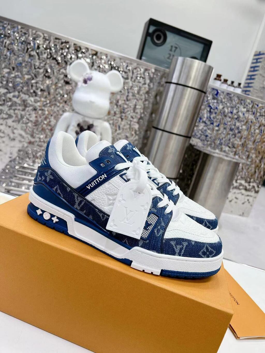 LV Trainer Monogram Denim White Blue